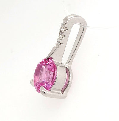 14KW Chatham Lab-Grown Pink Sapphire Pendant