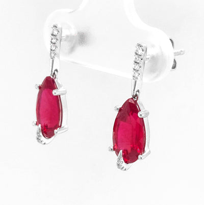 14KW Chatham Lab-Grown Ruby Earring Pair