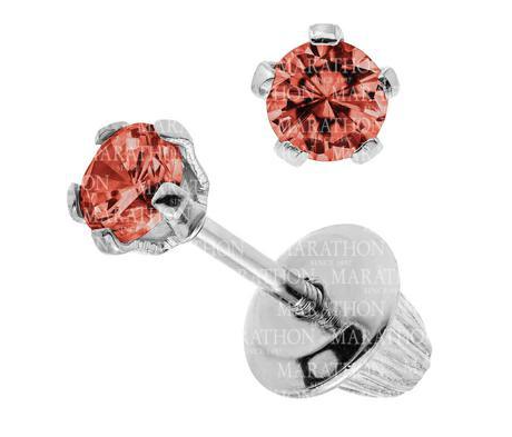 Sterling Silver Synthetic Garnet Children's Screwback Earrings