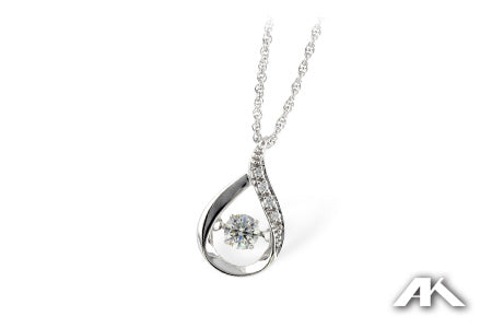 14KW Teardrop Dancing Diamond Necklace (18 inches)