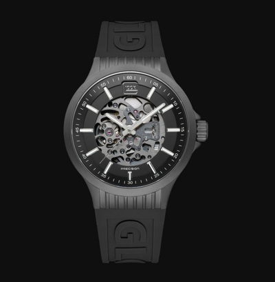 Gents Black Titanium Glock Watch with Black Skeleton Dial