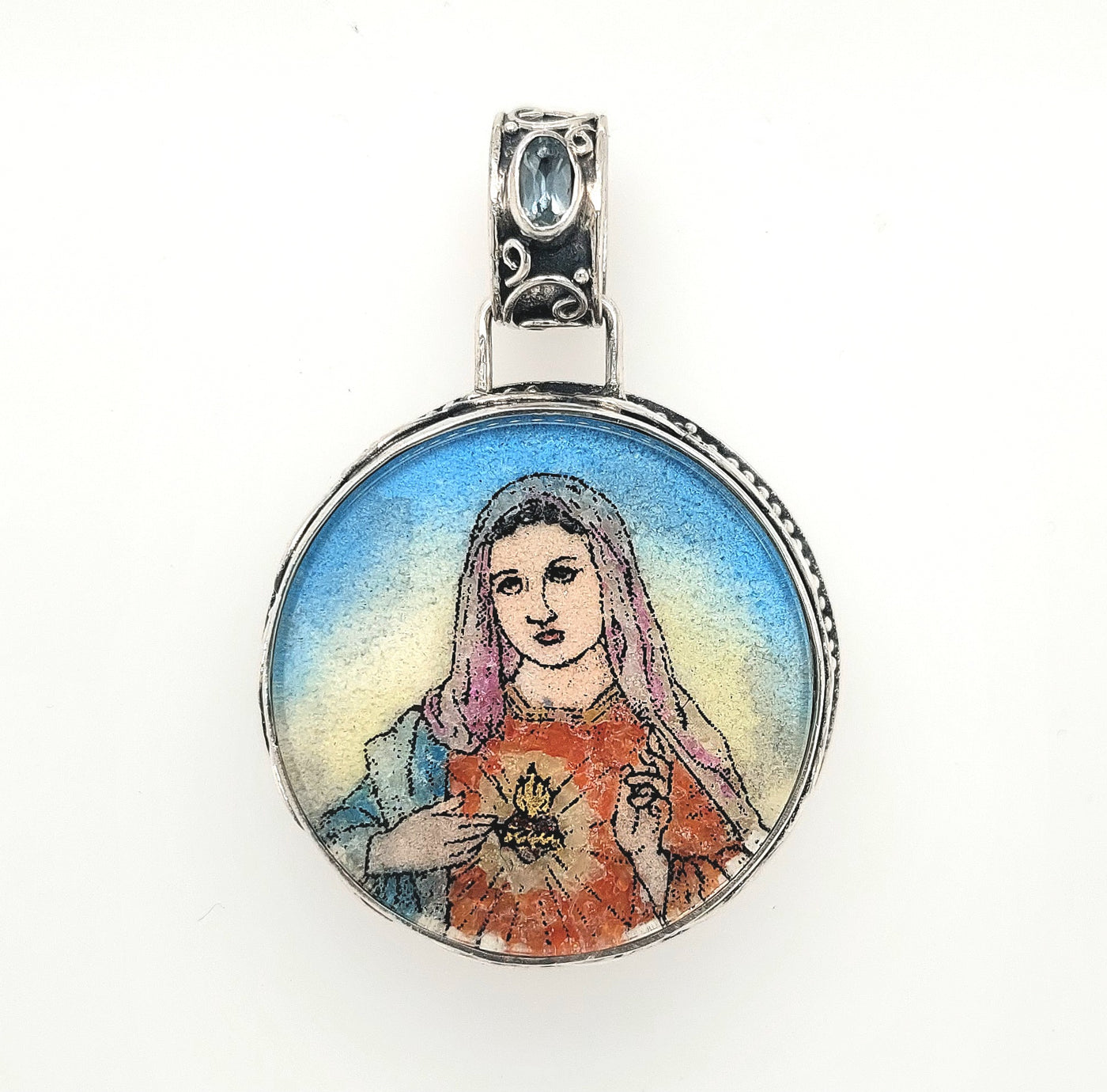 Sterling Silver Crushed Gemstone "Mary Pendant"