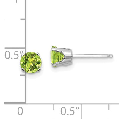 14k White Gold 5mm Peridot Stud Earrings