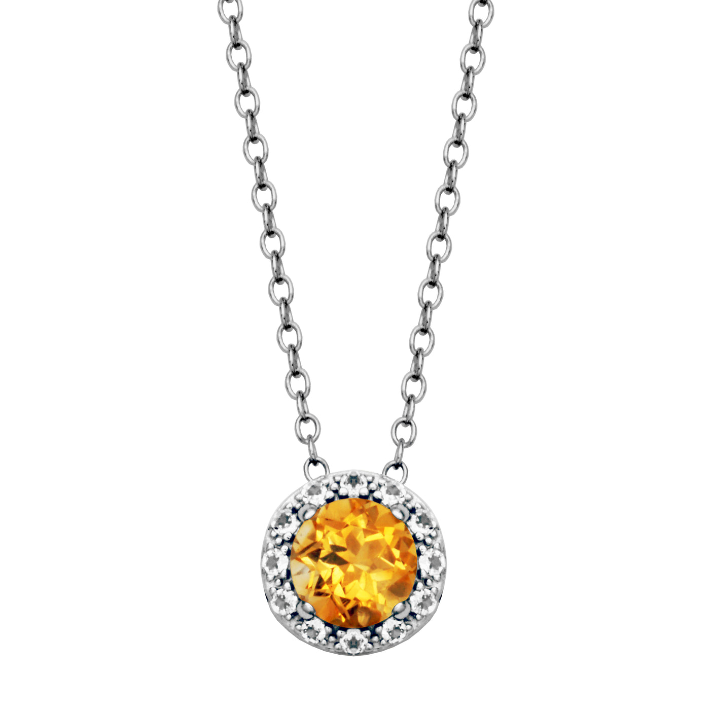 Sterling Silver Citrine & White Topaz "Dazzle" Necklace