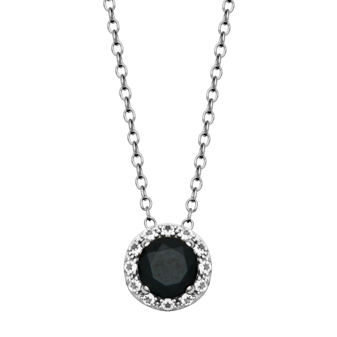 Sterling Silver Black Spinel & White Topaz "Dazzle" Necklace