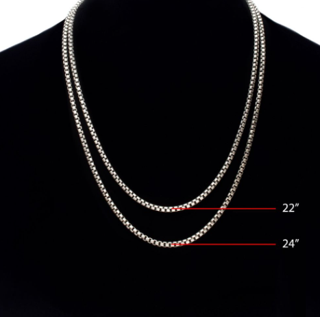 Sterling Silver Black Rhodium Plated Satin Finish Box Chain, 22"