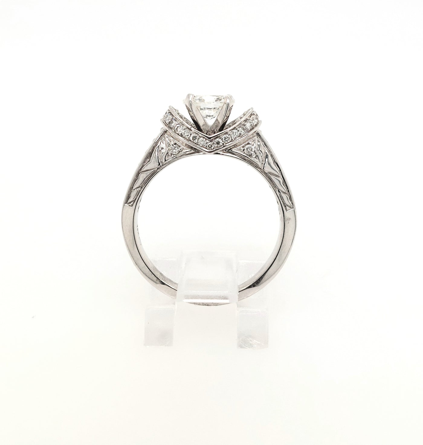 18KW 1.14ctTW Oval & Round Diamond Engagement Ring