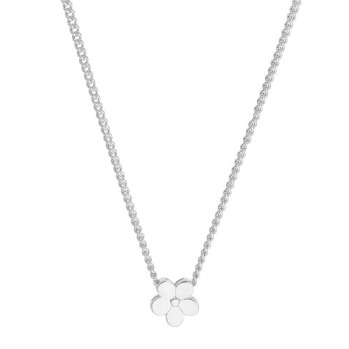 Platinum Finish Sterling Silver Flower Pendant on 18" Chain