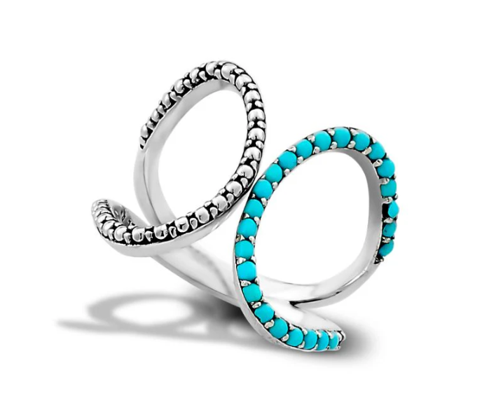 Sterling Silver Open "Bukit Ring" with Sleeping Beauty Turquoise