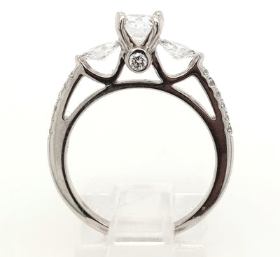 18KW Three-Stone Style Diamond Semi-Mount Ring