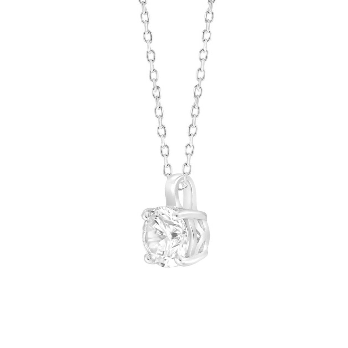 14KW 1.00ct RBC F-G/VS2-SI1 Prong-Set Lab-Grown Diamond Solitaire Necklace