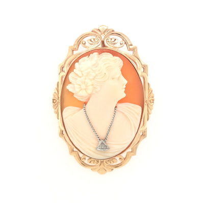 14KR Cameo Pendant with 1 Small Diamond Accent Gram Weight:7.2g