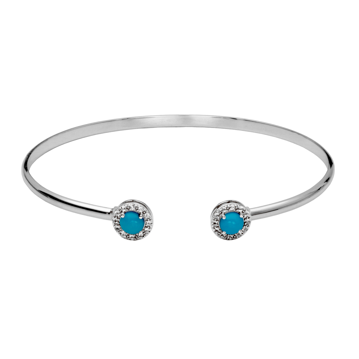 Sterling Silver Sleepy Beauty Turquoise & White Topaz "Dazzle" Cuff Bracelet