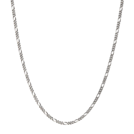 4.3mm Sterling Silver Black Rhodium Plated Satin Finish Figaro Chain, 22"