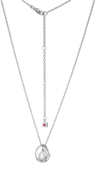 Rhodium Plated Sterling Silver ELLE "Luna" Pearl Drop Necklace