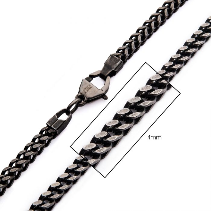 4mm Oxidized Steel Franco Chain Necklace 22in