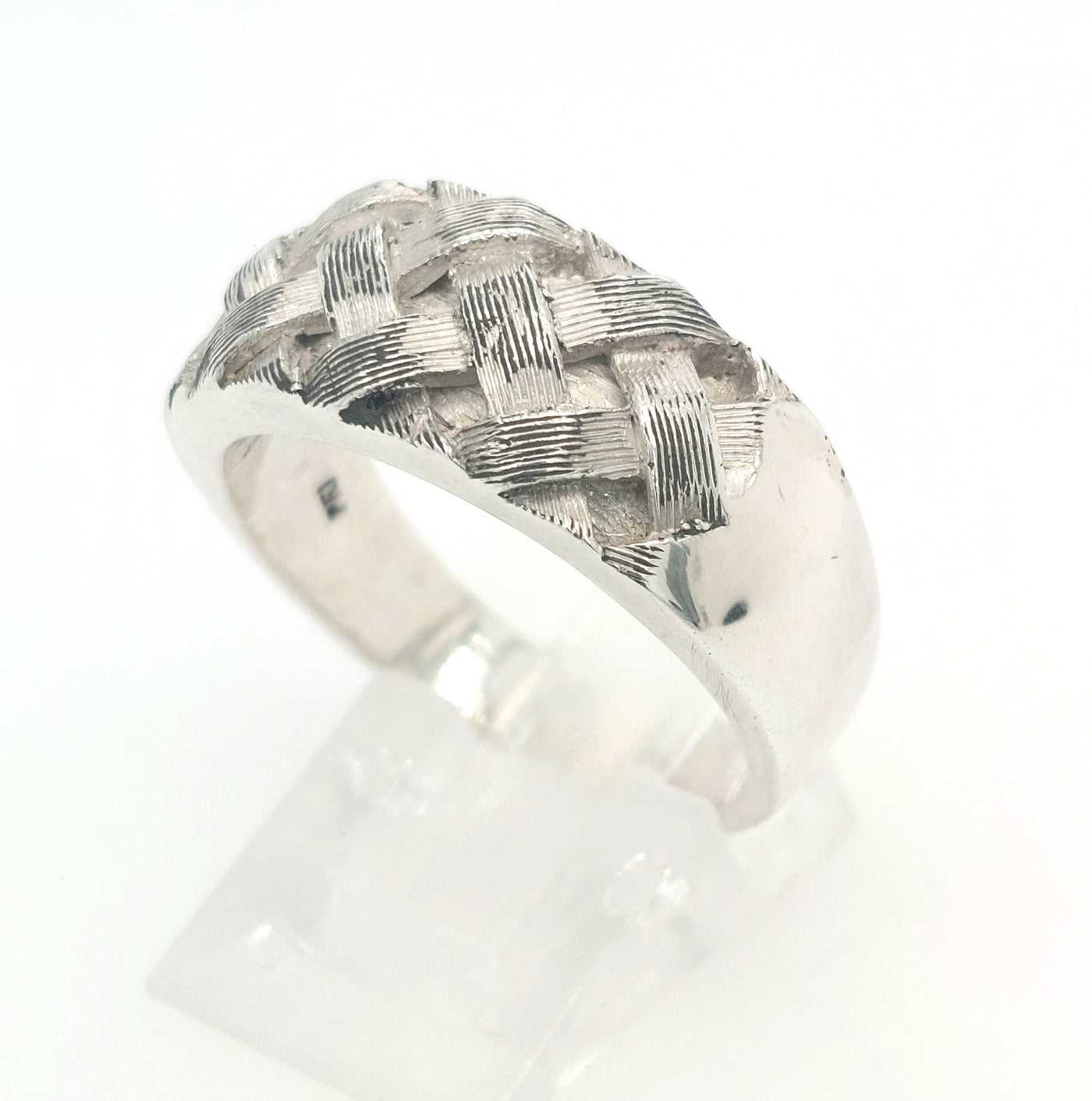 SS Recessed Woven Design Ring Size:10.25