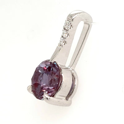 14KW Chatham Lab-Grown Alexandrite & Lab-Grown Diamond Pendant