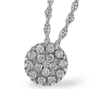 14KW Round Diamond Cluster Necklace (18 inches)