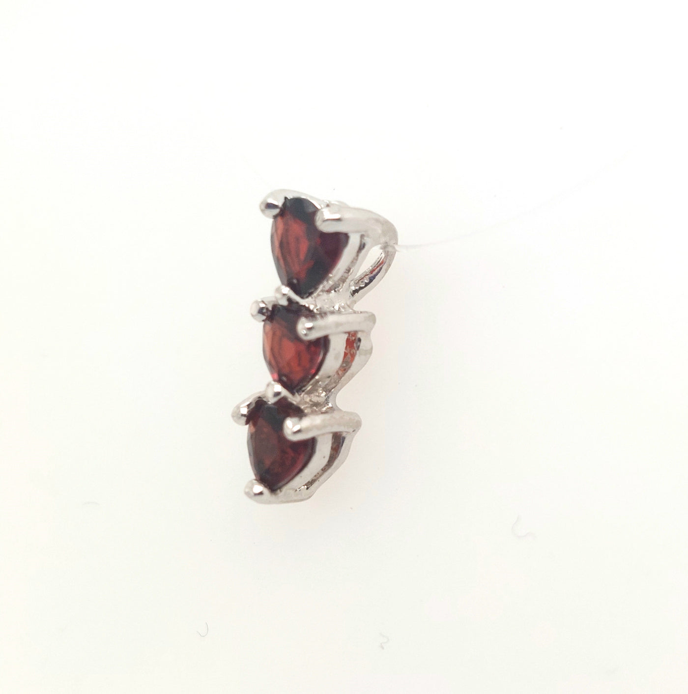 SS 3-Heart Garnet Pendant