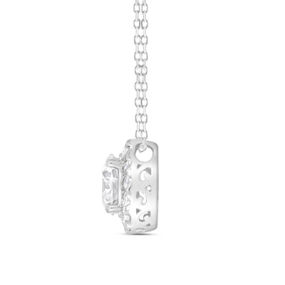 14KY 1.25ctTW RBC F-G/VS2-SI1 Lab-Grown Halo Diamond Necklace