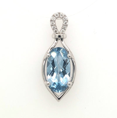 14KW Chatham Lab-Grown Aqua Spinel Pendant