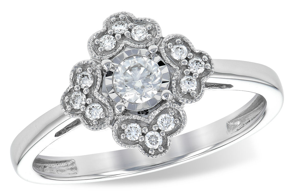 14KW Diamond Quatrefoil Ring (Size 7)