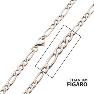 4.7mm Titanium Figaro Chain with Lobster Clasp, 22"