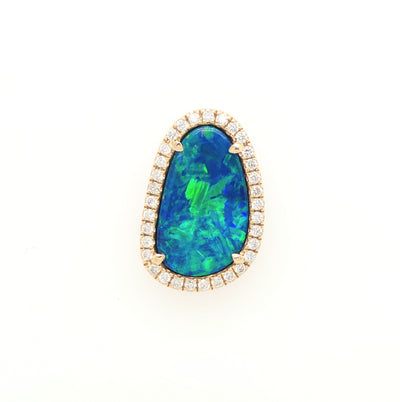 14KY Australian Opal Doublet Pendant