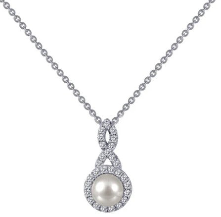 SS Bonded w/ Platinum Lafonn Cultured Freshwater Pearl Necklace 18in