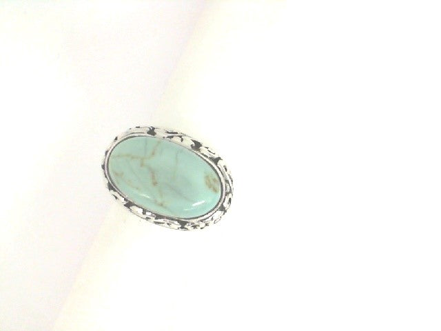 Sterling Silver Oval Blue Turquoise Ring