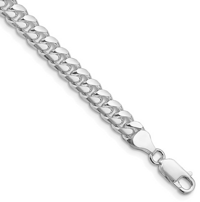 Sterling Silver Rhodium-plated 7mm Domed Diamond-cut Curb Chain (9 inches)