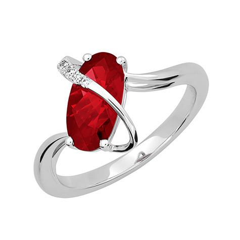 14KW Chatham Lab-Grown Oval Ruby Ring