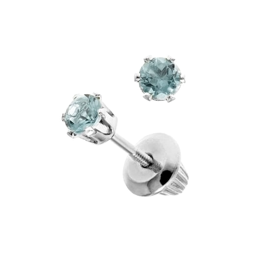 14KW Children's Aquamarine Screwback Studs