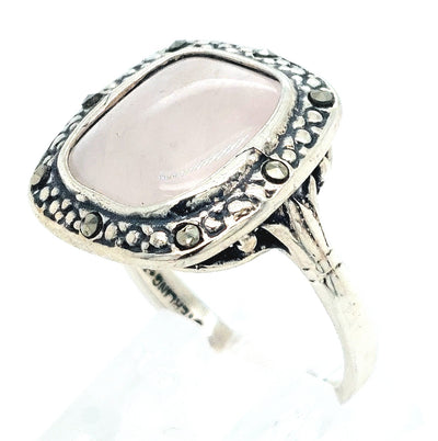 Sterling Silver Cushion-Cut Rose Quartz Ring (Size 8)