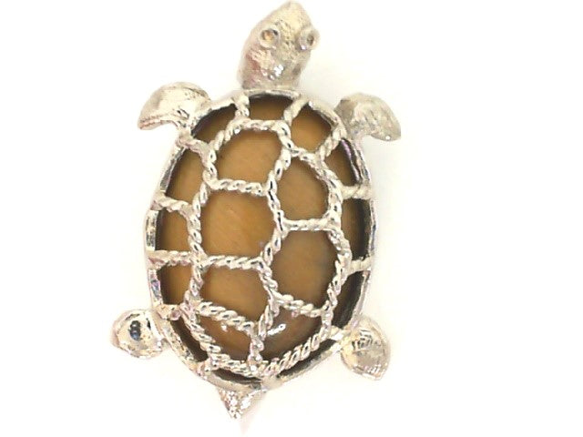 Sterling Silver Tigers Eye Turtle Pin