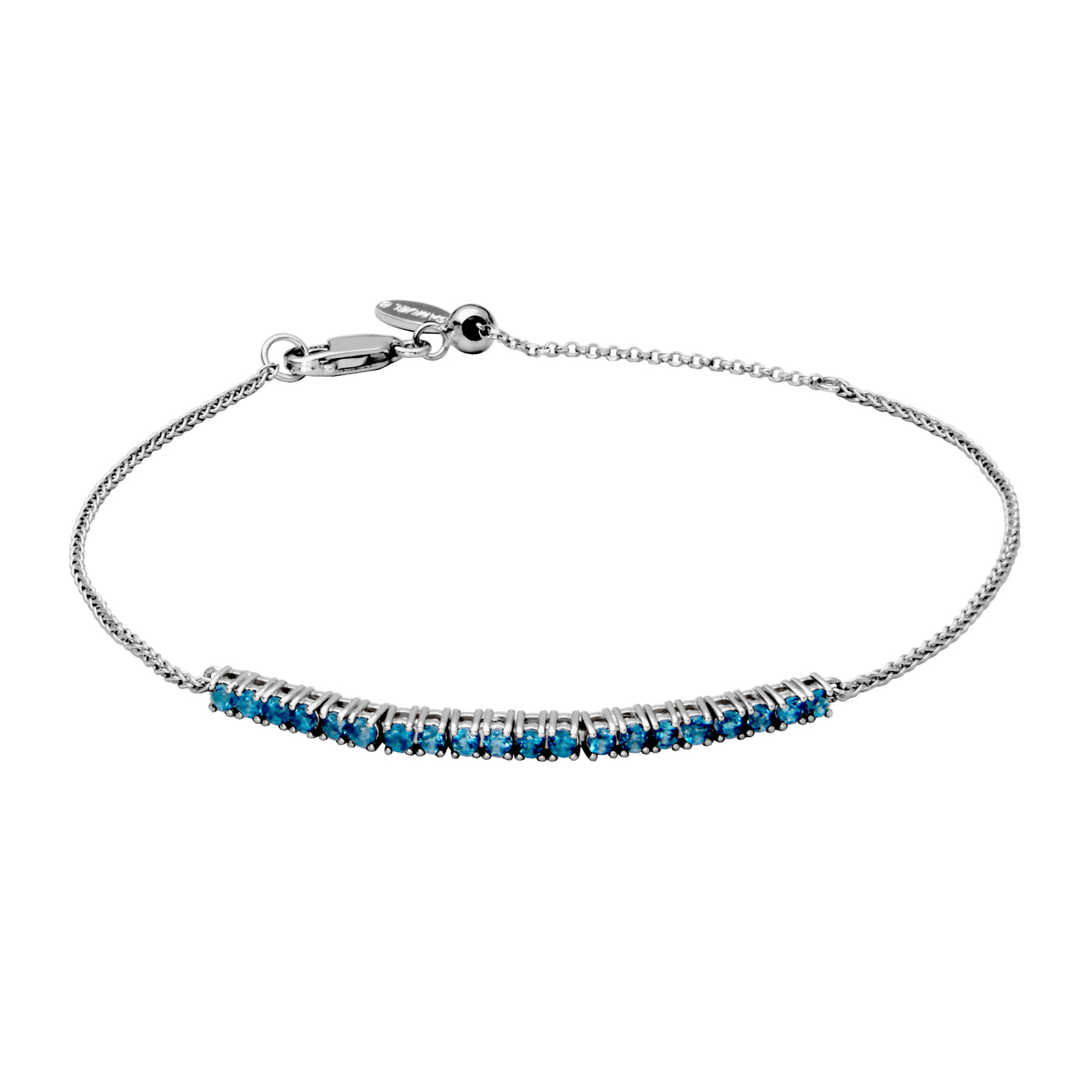 Sterling Silver London Blue Topaz 2mm Adjustable "Dazzle" Bracelet