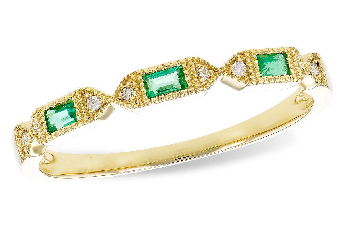 14KY Emerald & Diamond G/SI1-SI2 Fashion Ring Size:7