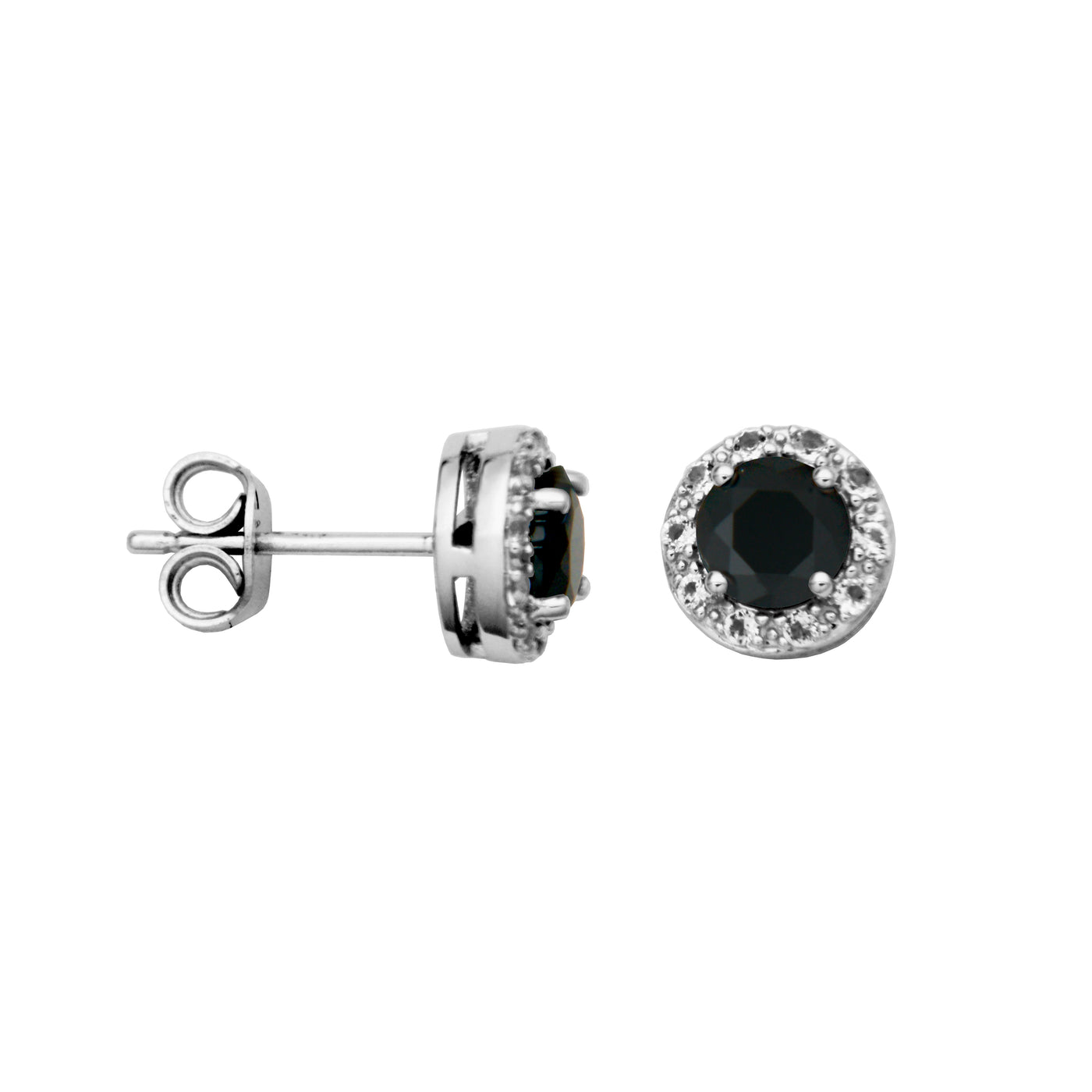 Sterling Silver Black Spinel & White Topaz "Dazzle" Studs