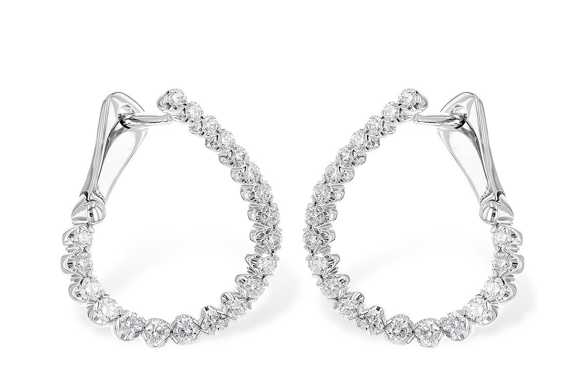 14KW 0.50ctTW Pear Shape Diamond Hoops