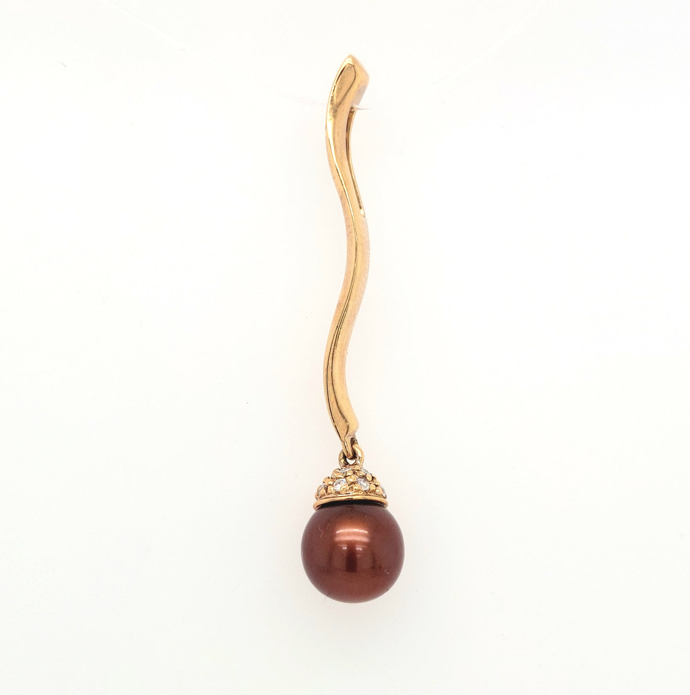 14KYG Dyed Chocolate Tahitian Pearl Pendant