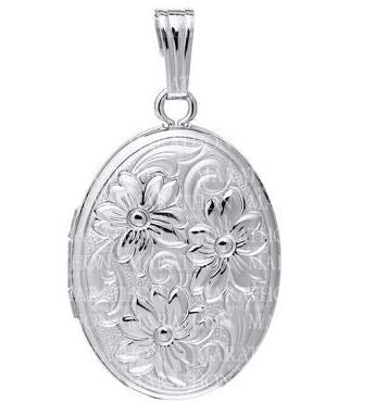 Sterling Silver Oval Filigree Locket on Rolo Chain (18 inch)