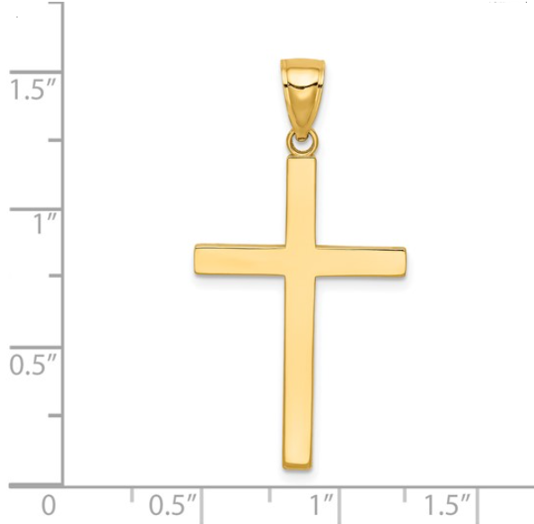 14K Yellow Gold Polished Latin Cross Pendant