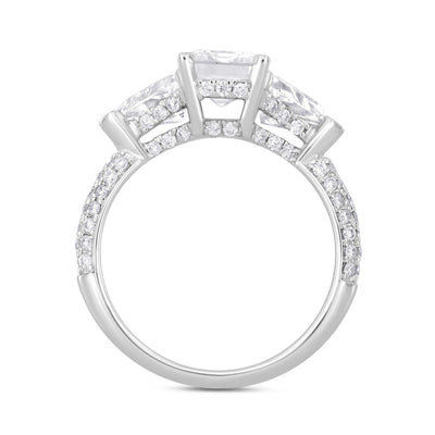 14KW 3.50ctTW Emerald-Cut F-G/VS2-SI1 Lab-Grown Diamond Engagement Ring