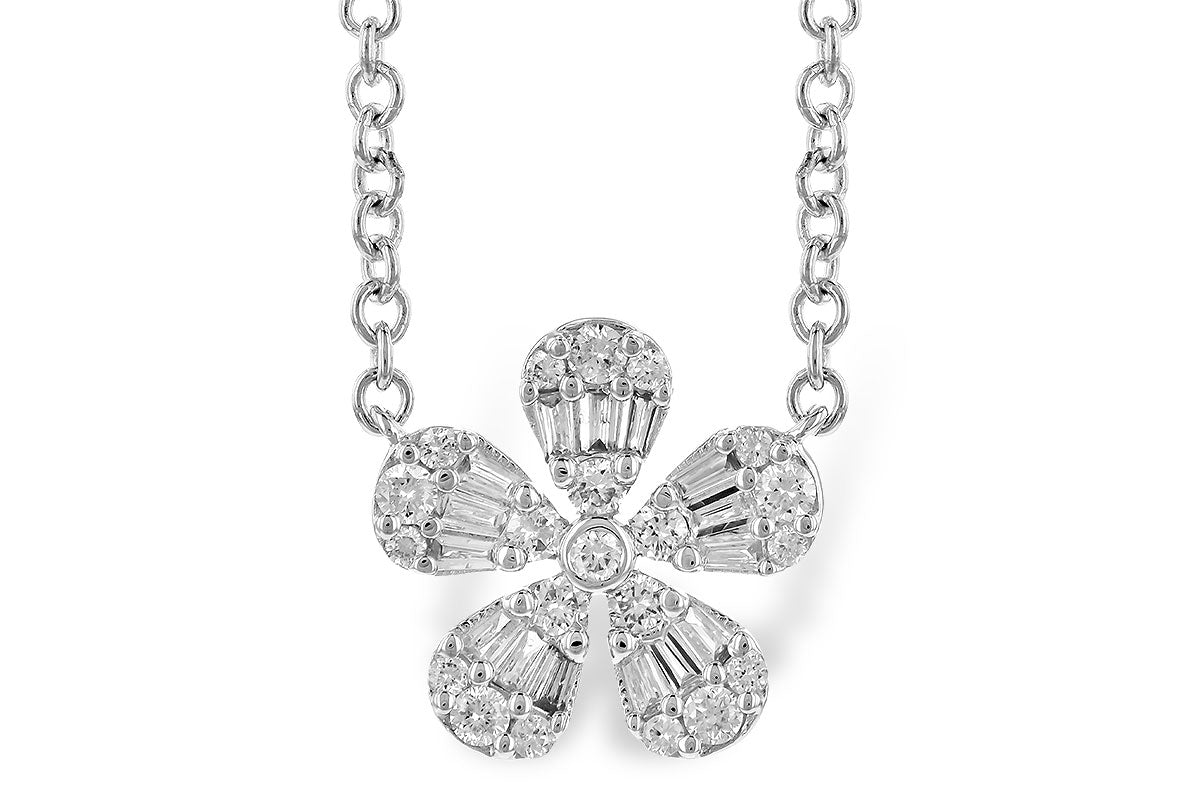 14KW Diamond Flower Necklace (18 inches)