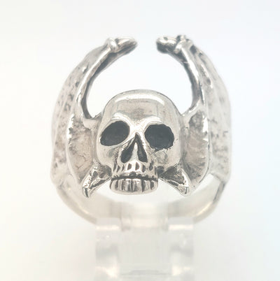 SS Skull with Bat Wings Ring Size:13.50