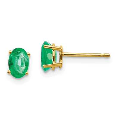 14KY Oval Emerald Post Earrings