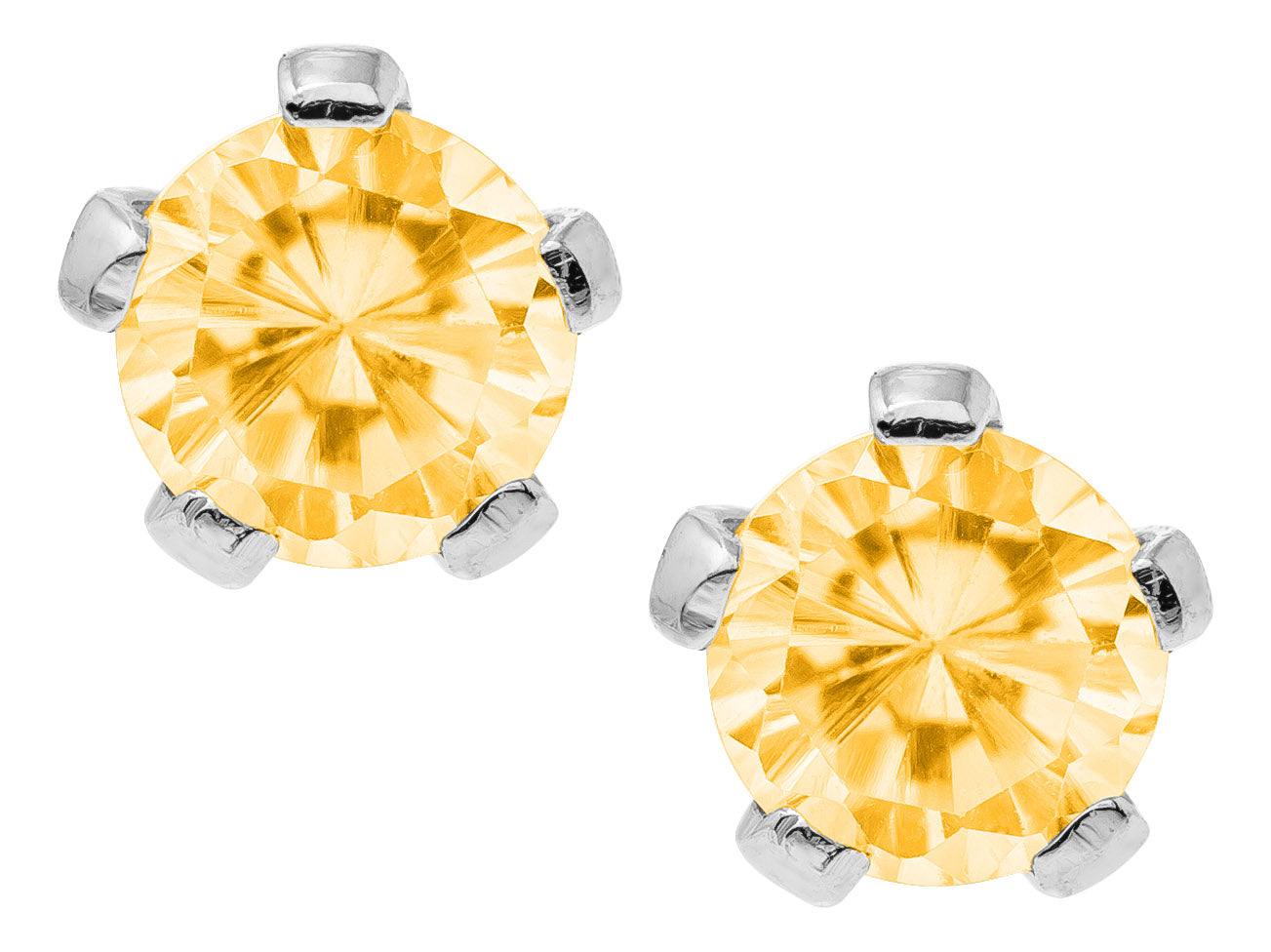 Sterling Silver Synthetic Citrine Children's Earrings