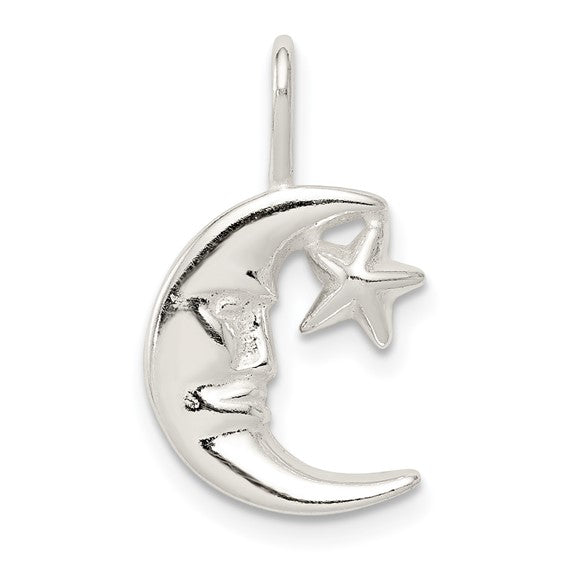 Sterling Silver Moon with Star Charm