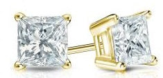 14KY Princess-Cut Moissanite Earring Pair